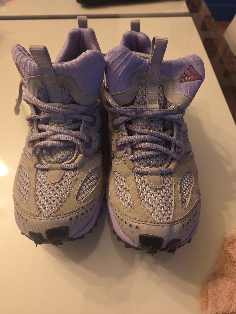 adidas Lavender and Tan Trail Sneakers